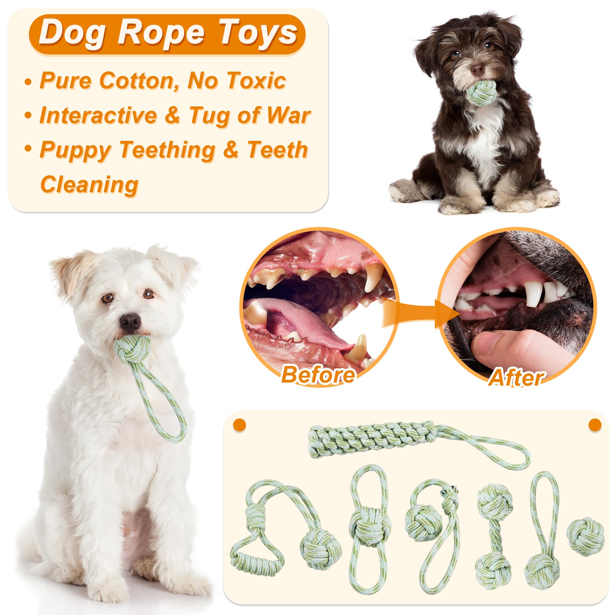 24 Pack Puppy Chew Toys for Teething - Durable Dog Rope & Squeaky Toys with Storage Bin - Interactive Chew Toys for Small & Medium Dogs - Perfect for Boredom Relief & Training