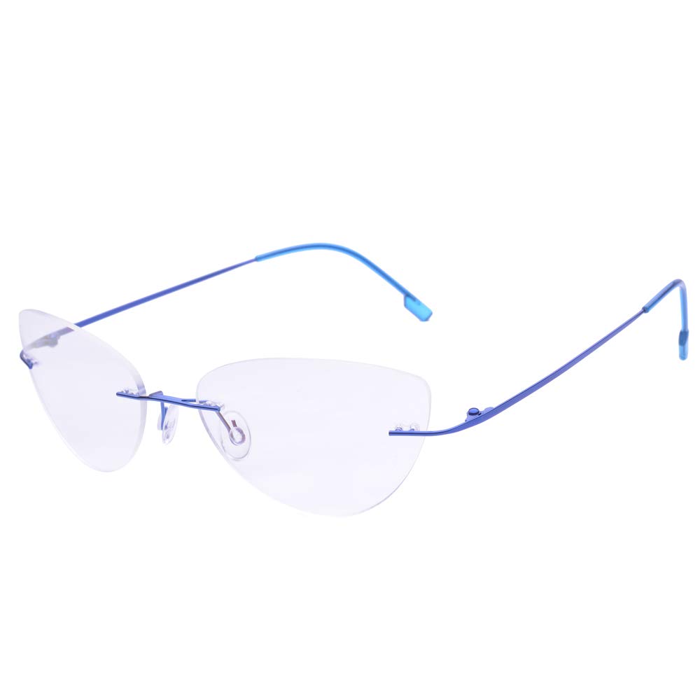 JCerki Cat Eye Transition Reading Glasses - Photochromic Gray Rimless Eyewear for Women | Light Adaptive Lenses for Indoor/Outdoor Reading & Fashion