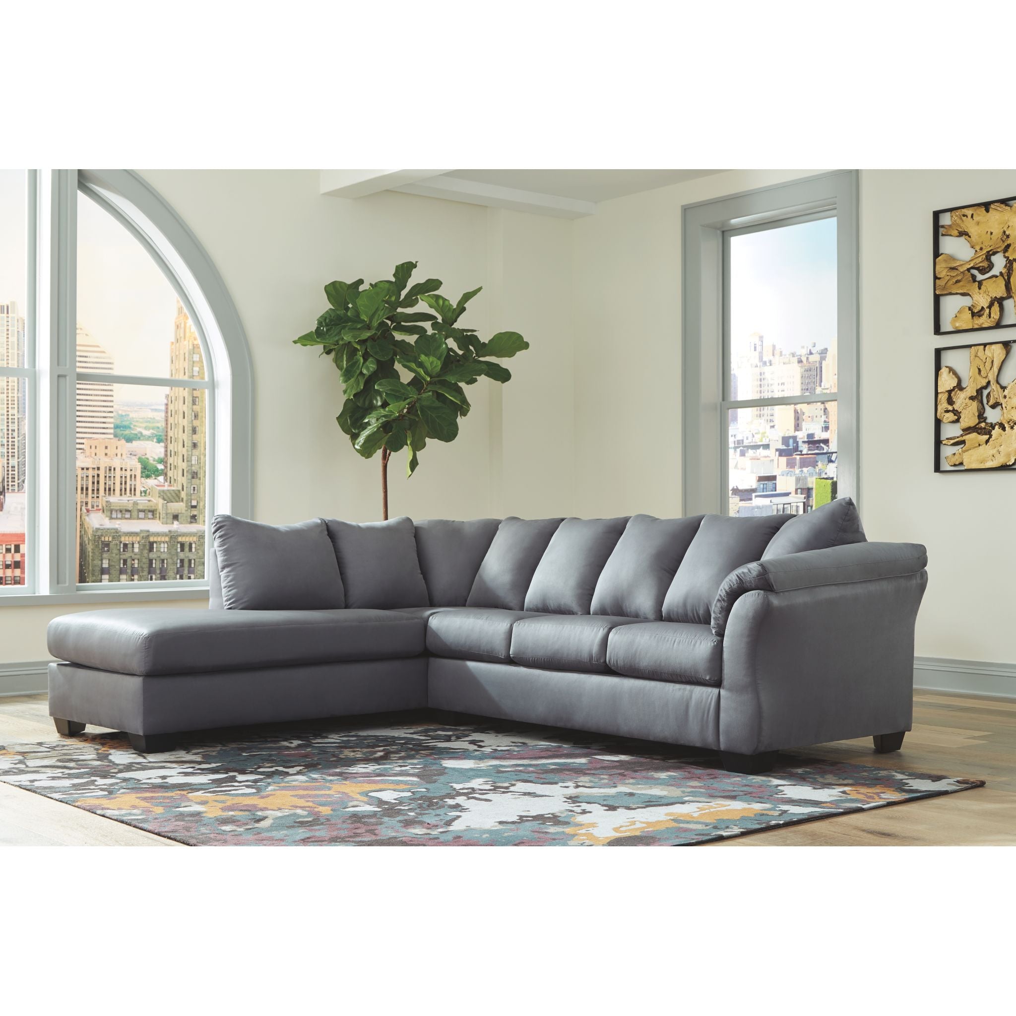 Darcy 2-Piece Sectional Sofa Set - Modern L-Shaped Couch for Living Room, Apartment & Small Spaces - Comfortable Fabric Upholstery with Reversible Chaise Lounge