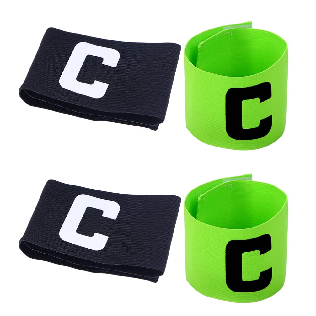BESPORTBLE Adjustable Basketball & Soccer Captain Armbands - 4 Pack Elastic Sports Wristbands for Kids, Youth & Adults - Black & Yellow Exercise Accessories for Training, Games & Team Sports