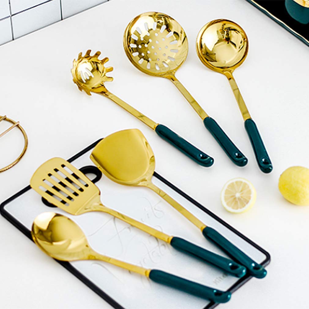 Premium Stainless Steel Kitchen Utensil Set - 7-Piece Non-Stick Heat Resistant Cookware with Ceramic Handle - Essential Cooking Tools for Baking, Frying & Grilling - Perfect Gift for Home Chefs & Cooking Enthusiasts
