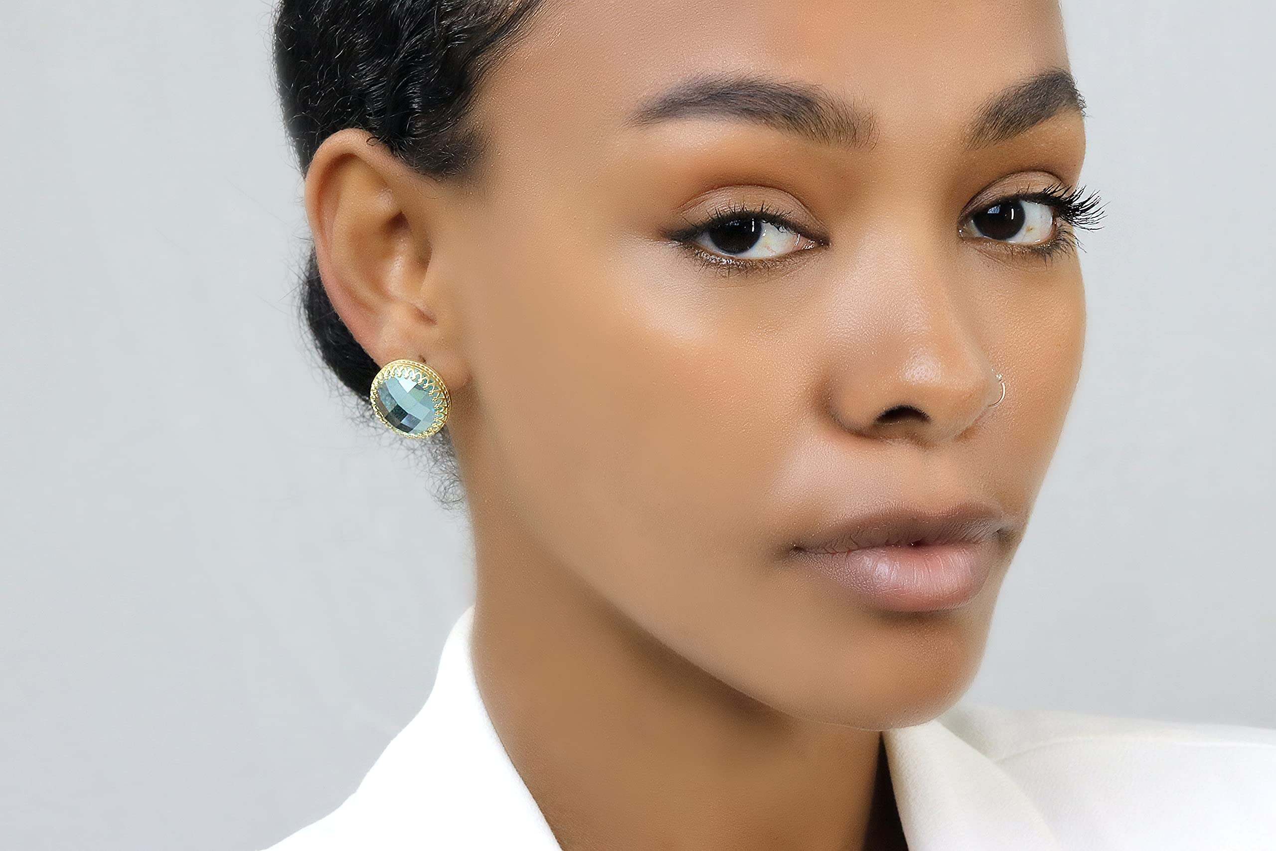 14K Gold Anemone Statement Earrings with Topaz - November Birthstone Jewelry for Women, Elegant Fashion Earrings in Gift Box - Perfect for Birthdays, Anniversaries & Special Occasions