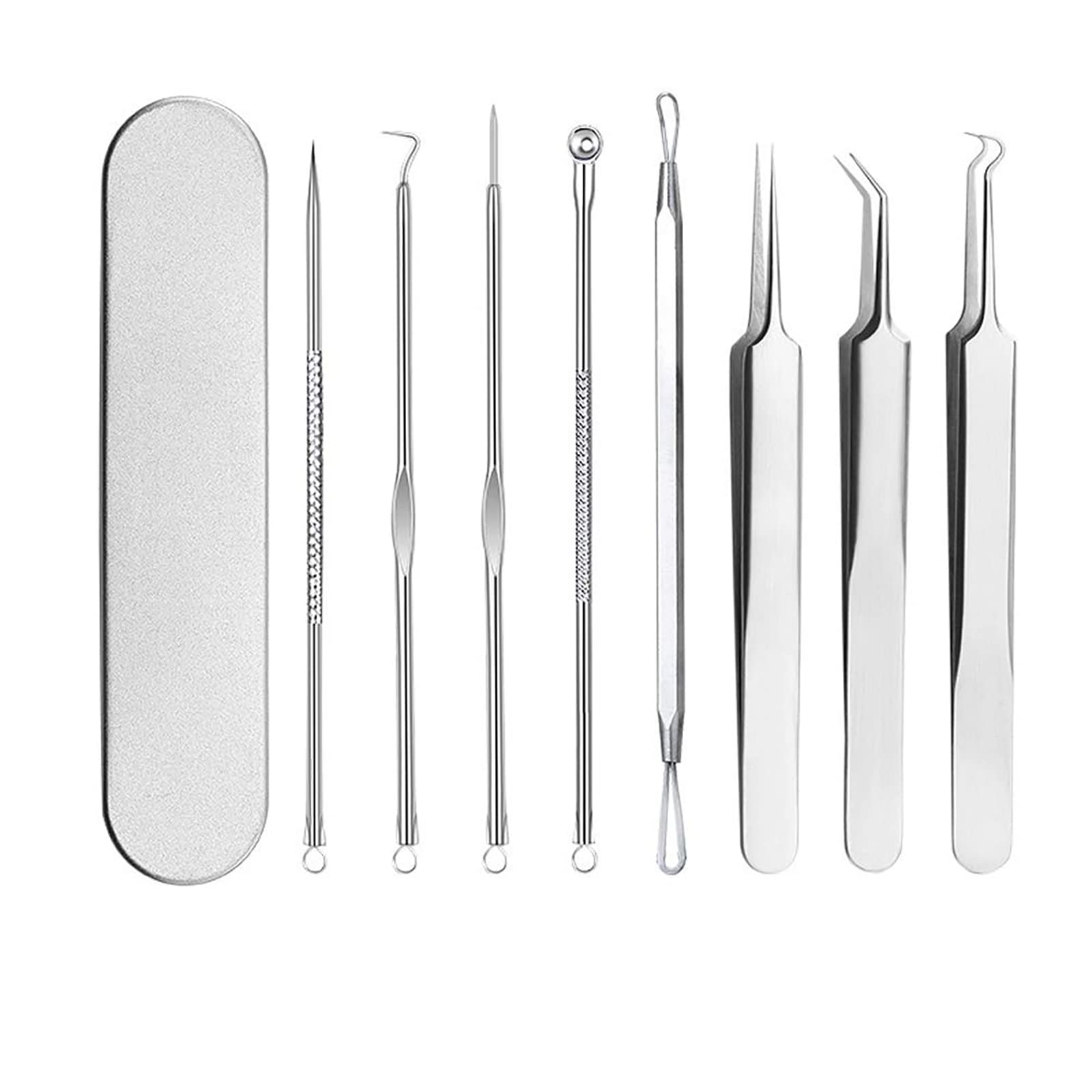 Professional 8-Piece Blackhead Remover Kit - Stainless Steel Pimple Popper & Comedone Extractor for Acne, Whitehead & Blemish Removal - Perfect for Facial Skincare & At-Home Spa Treatments