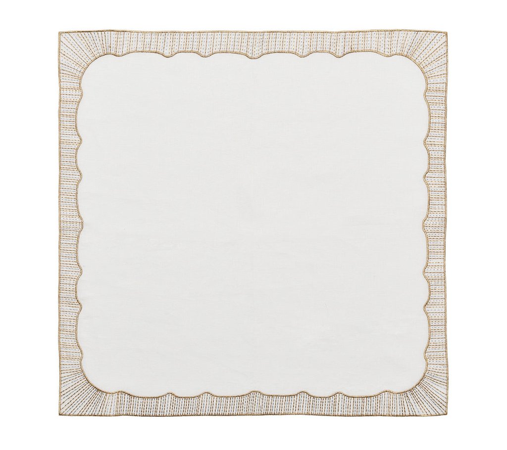Elegant White, Gold & Silver Frame Napkins - Set of 4 for Wedding, Party & Formal Dining Decor