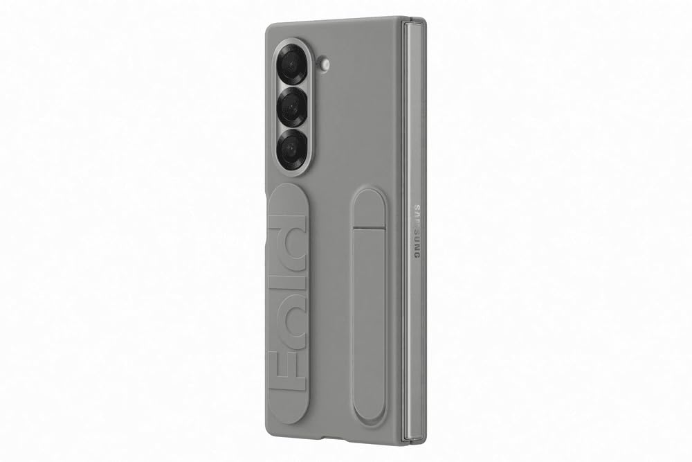 Samsung Galaxy Fold 6 Silicone Protective Case with Kickstand - Gray | Shockproof Cover for Work, Travel & Daily Use