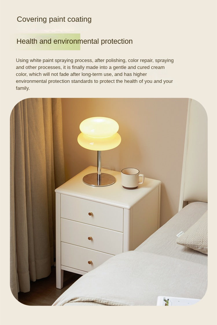 Solid Oak Wood Nightstand - Cream Finish, Modern Bedside Table for Bedroom, Living Room, or Nursery Furniture