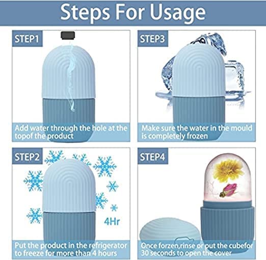 Finalize Ice Roller for Face Massager - 100% Natural Jade & Gua Sha Stone Facial Massager for Anti-Aging, Skin Tightening & Glow Enhancement | Reusable Ice Treatment for Clear Skin | Perfect for Morning Routine, Post-Workout Recovery & Spa Night (Blue Stone)