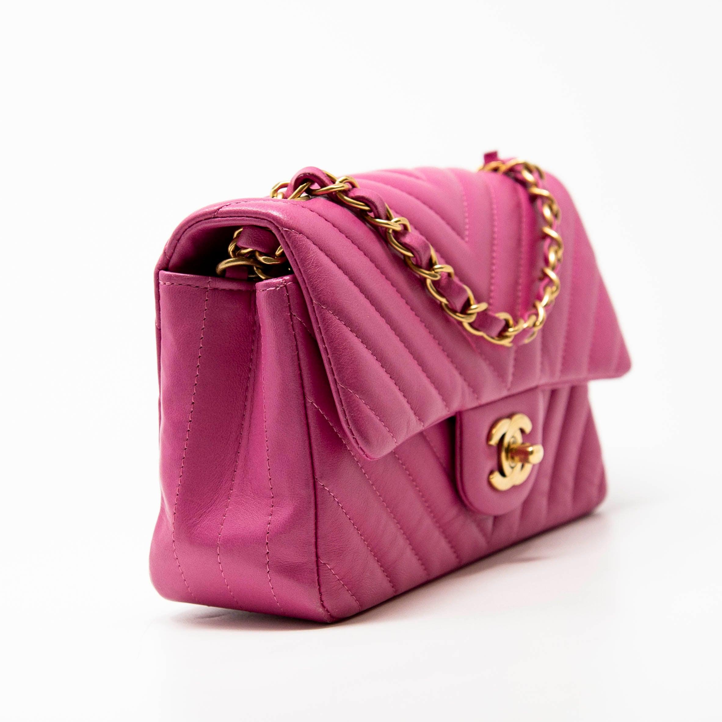 Chanel Pink Chevron Mini Flap Bag - Luxury Quilted Leather Crossbody Purse for Women | Perfect for Parties, Dates & Special Occasions