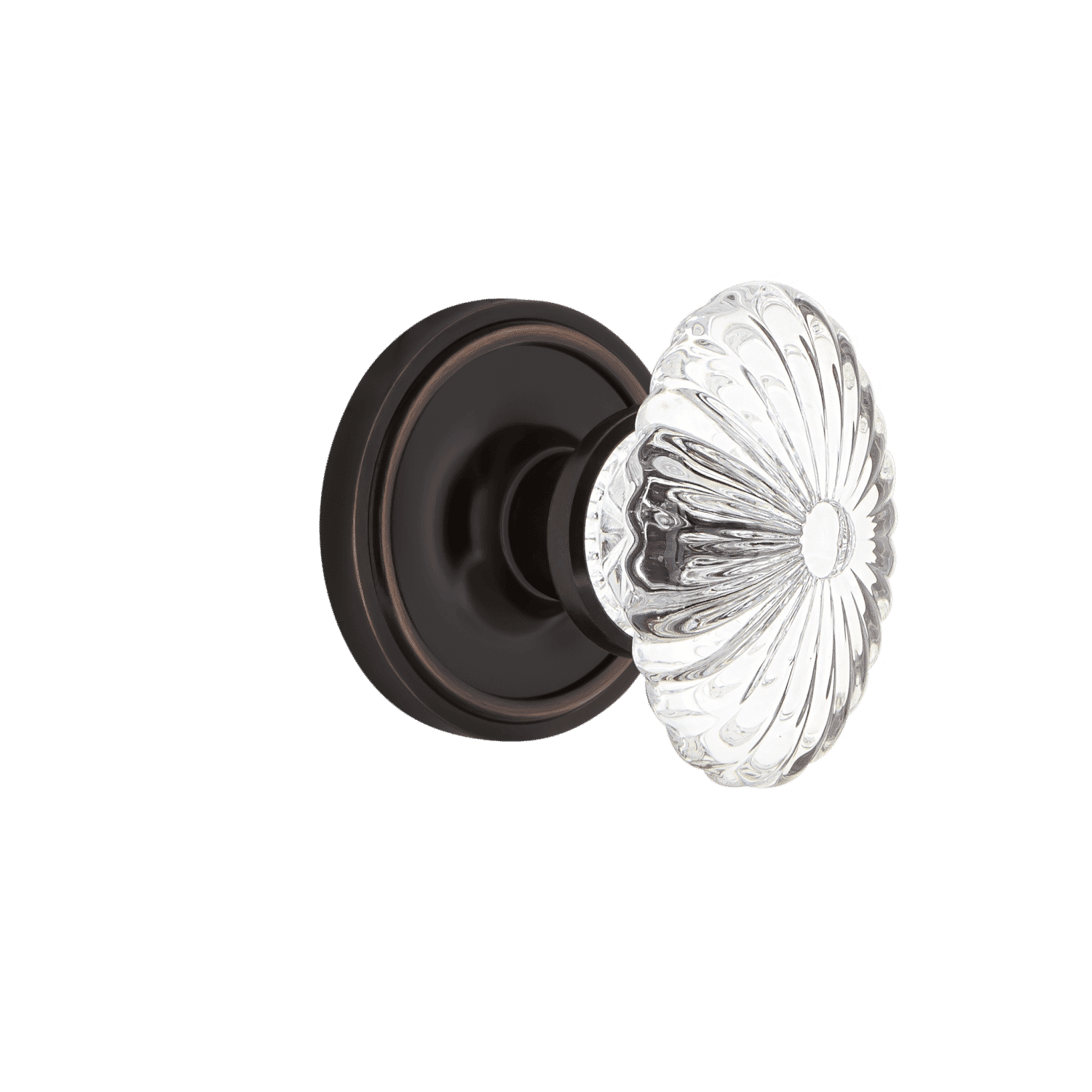 Timeless Bronze Classic Rosette with Oval Fluted Crystal Knob - Perfect for Cabinet Hardware, Drawer Pulls & Vintage Home Decor
