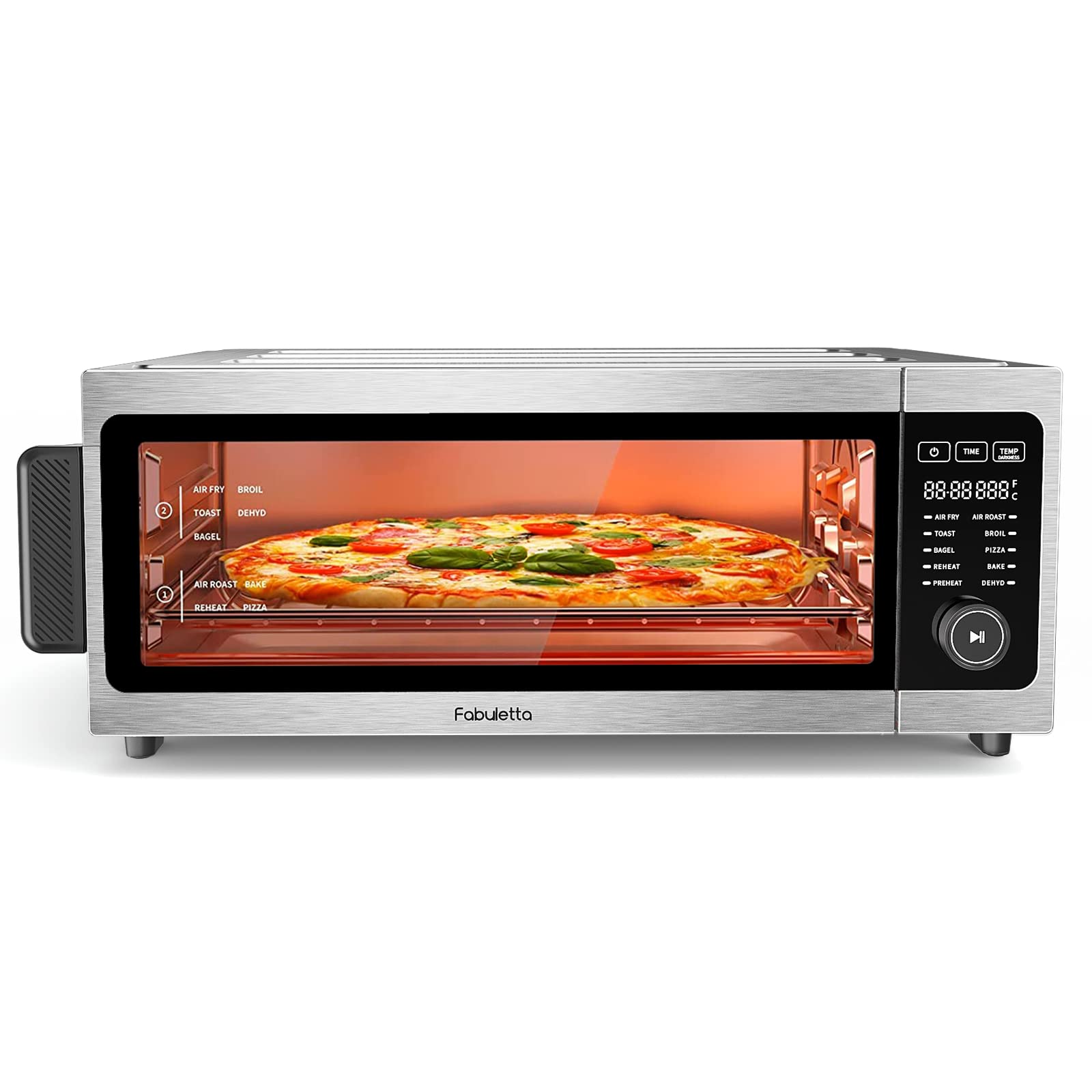 **Fabuletta 10-in-1 Air Fryer Toaster Oven Combo, 1800W Countertop Convection Oven with 100-450°F Temperature Control, Flip-Up Design for Space Saving, Includes Enamel Baking Pan & Recipe Book – Perfect for Baking, Roasting, and Air Frying at Home**