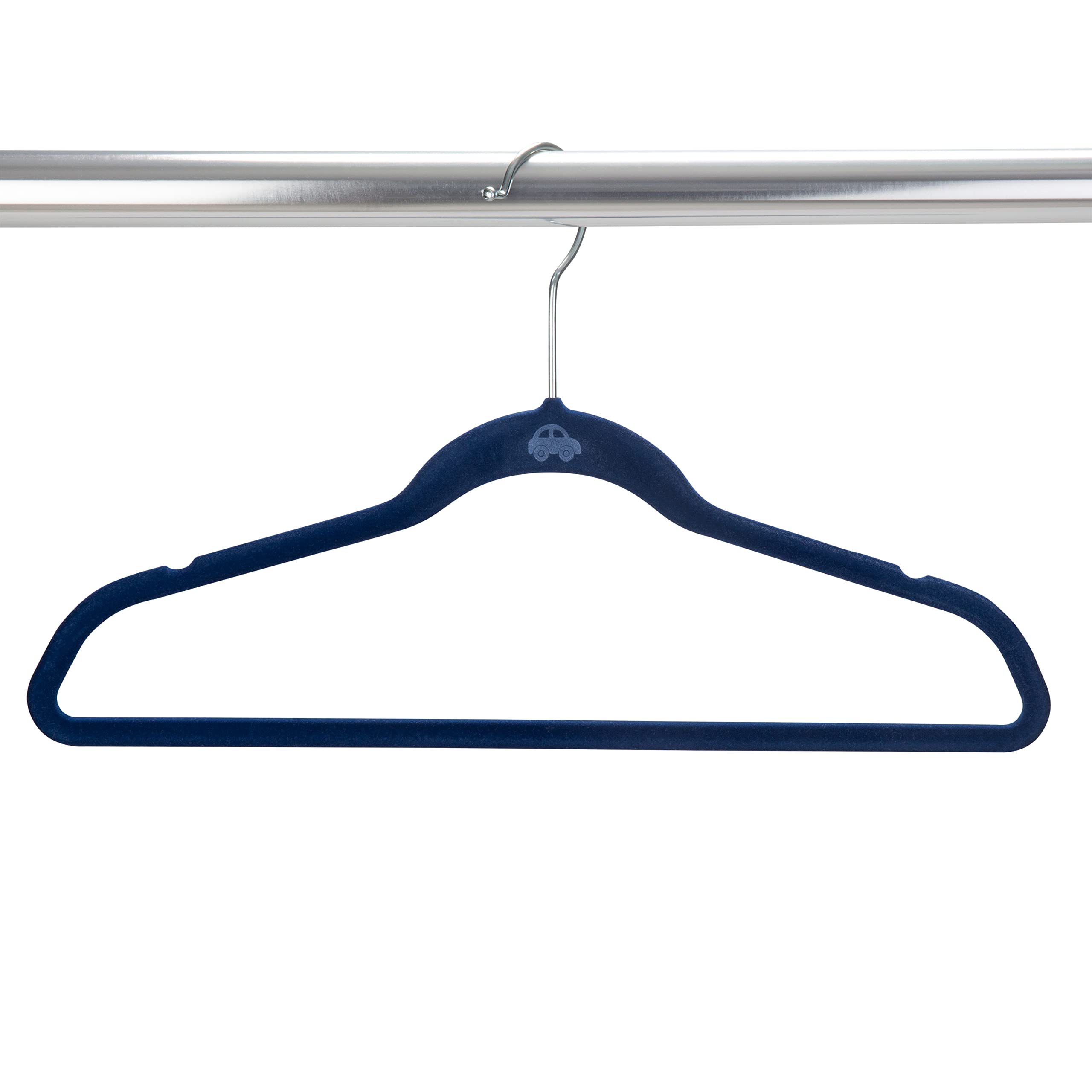 50 Pack Kids Velvet Hangers - Slim Non-Slip Space Saving Closet Organizers for Children's Clothes, Shirts, Pants & Dresses | Perfect for Baby Nursery & Closet Storage (Navy Blue) - Ideal for Small Closets, Shared Kids Rooms & Travel Organization