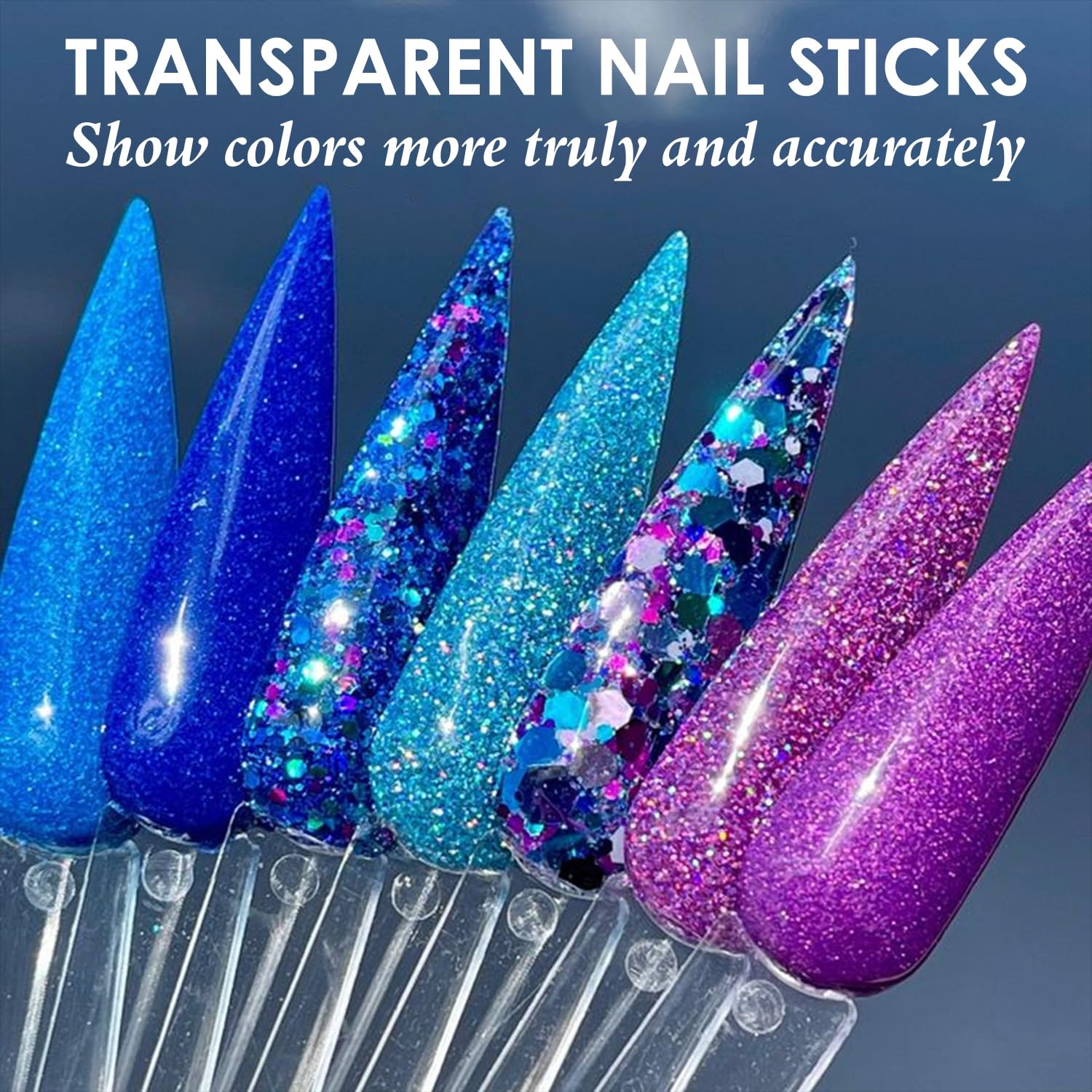 BORNBYME 100pcs Clear Nail Polish Swatch Sticks - Long Stiletto Nail Art Practice Tips for Gel Polish Color Display | Perfect for Salon Professionals & DIY Nail Artists at Home