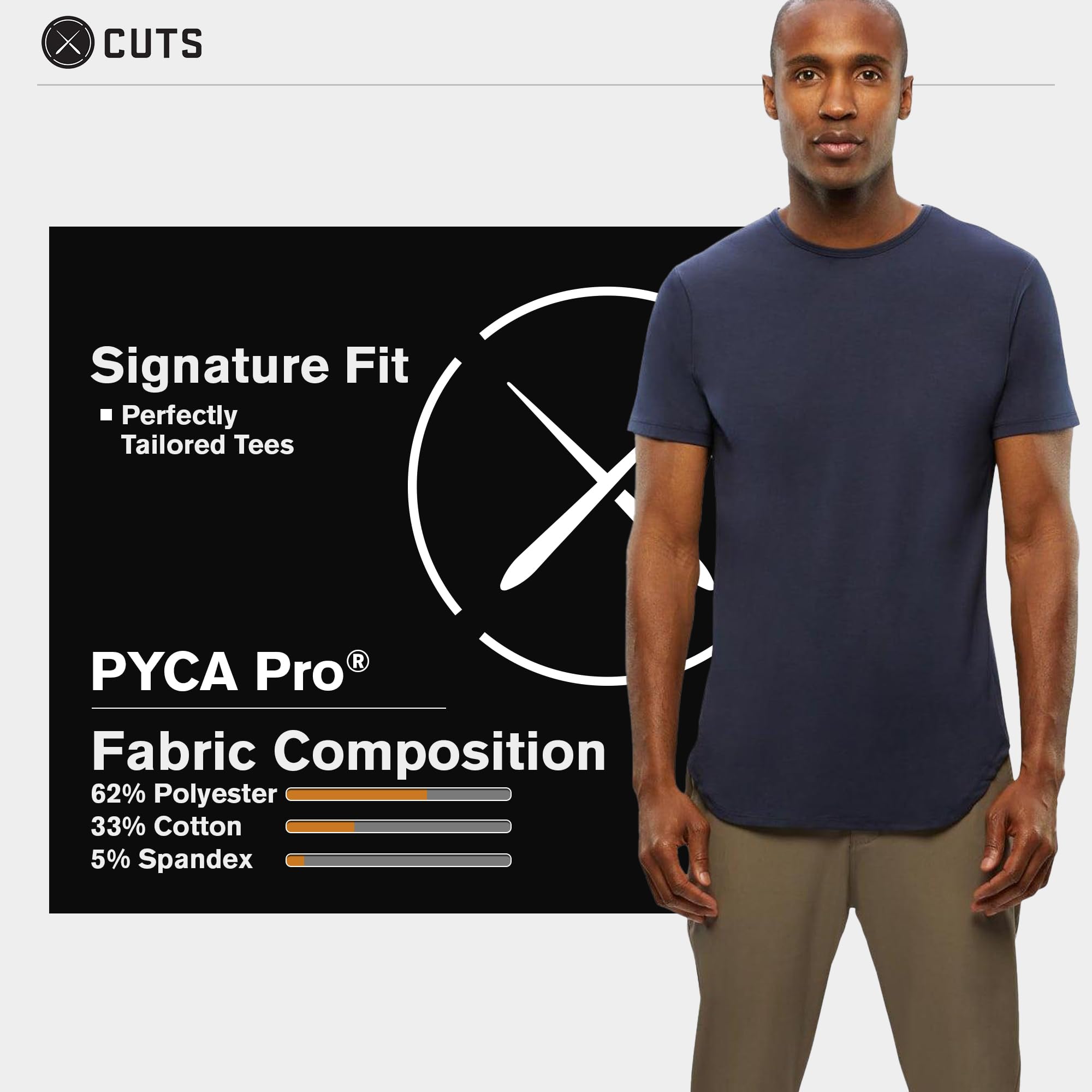 Premium Men's Casual Short Sleeve T-Shirt - Soft AO Crew Neck Tee with Classic Elongated Hem | Comfortable PYCA Pro Fabric | Perfect for Everyday Wear, Gym & Street Style