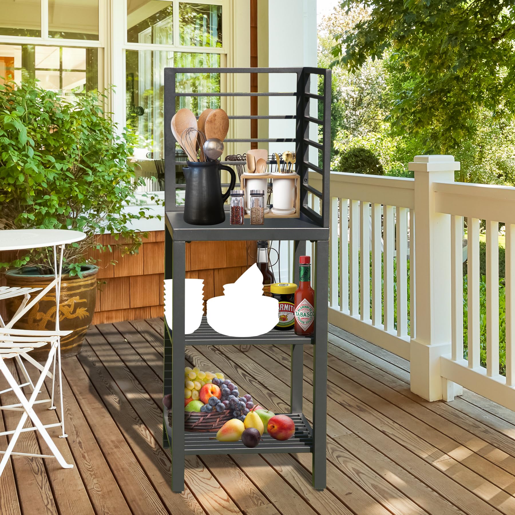 Premium Aluminum Outdoor Kitchen Island with Storage - Freestanding Prep Table with Double Rack & Protective Cover - Perfect for Patio, Backyard BBQ & Outdoor Entertaining
