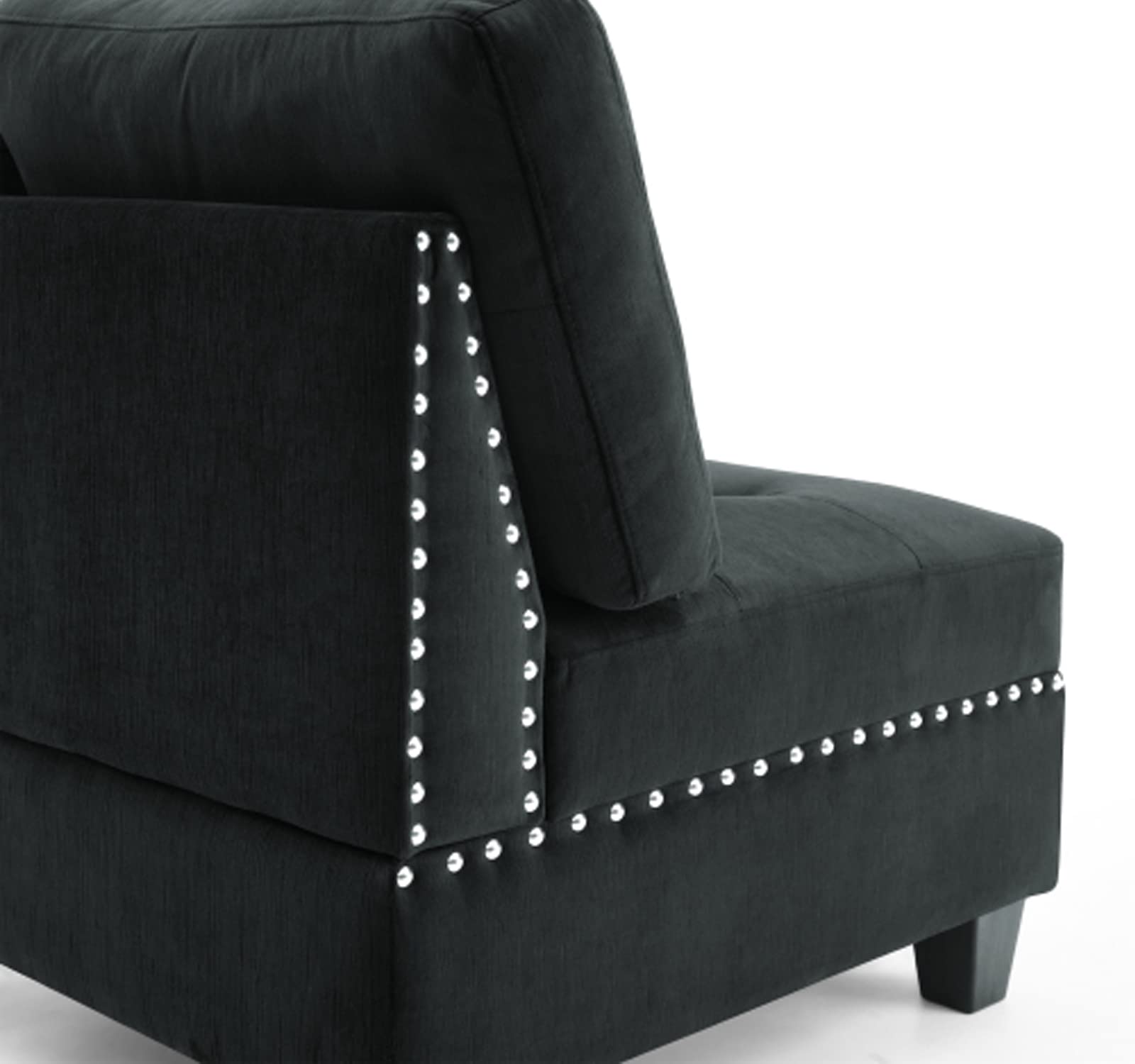 Velvet Corner Chair for Modular Sectional Sofa - Black Corner Module for Living Room Furniture Set | Perfect for Small Spaces & Modern Home Decor