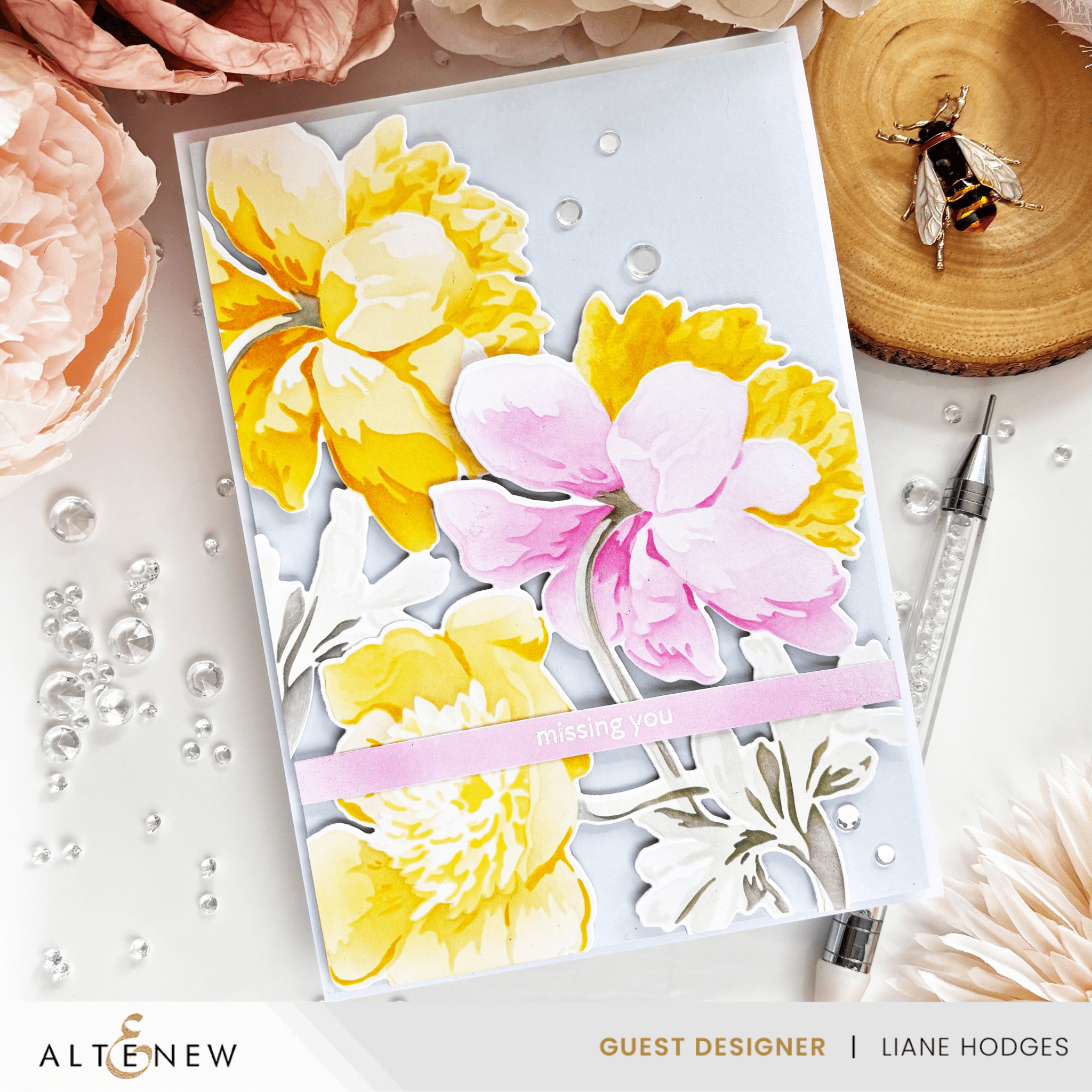 6-in-1 White Peony Layering Stencil Set for DIY Wall Art, Fabric Painting & Home Decor - Floral Stencil Kit for Crafting, Scrapbooking & Mixed Media Projects