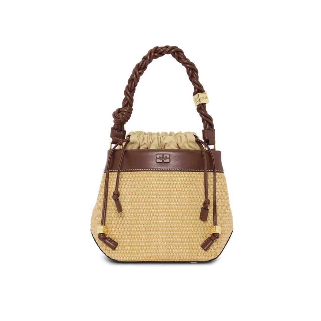 Natural Bou Bucket Raffia Bag - Handwoven Straw Tote for Beach, Picnic & Summer Outfits | Eco-Friendly & Stylish Women's Accessory
