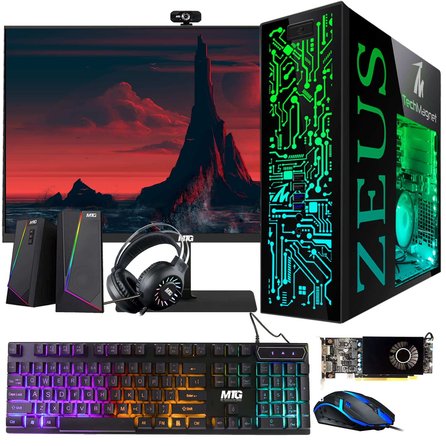 Renewed TechMagnet Gaming PC - Intel i5, 16GB RAM, 1TB SSD, 27
