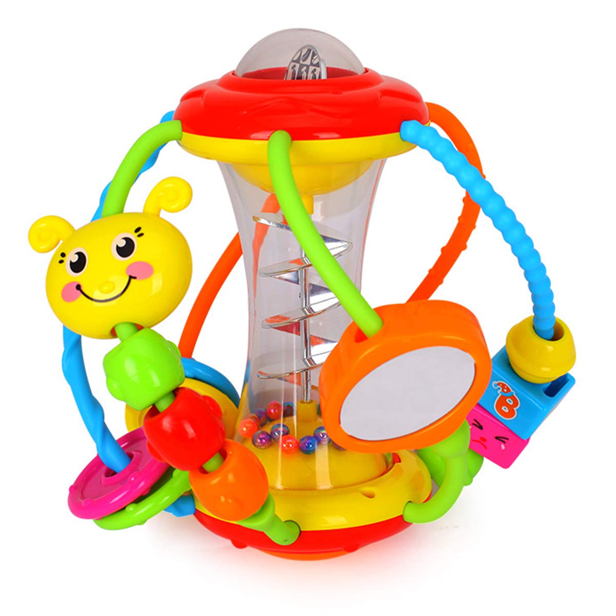 **HOLA Baby Toys for 0-12 Months - Soft Rattle & Activity Ball for Infants, Sensory Shaker Grab & Spin Toy - Perfect for 3-6 Month Olds, Travel & Easter Basket Stuffers - Great for Tummy Time & Early Learning Play**