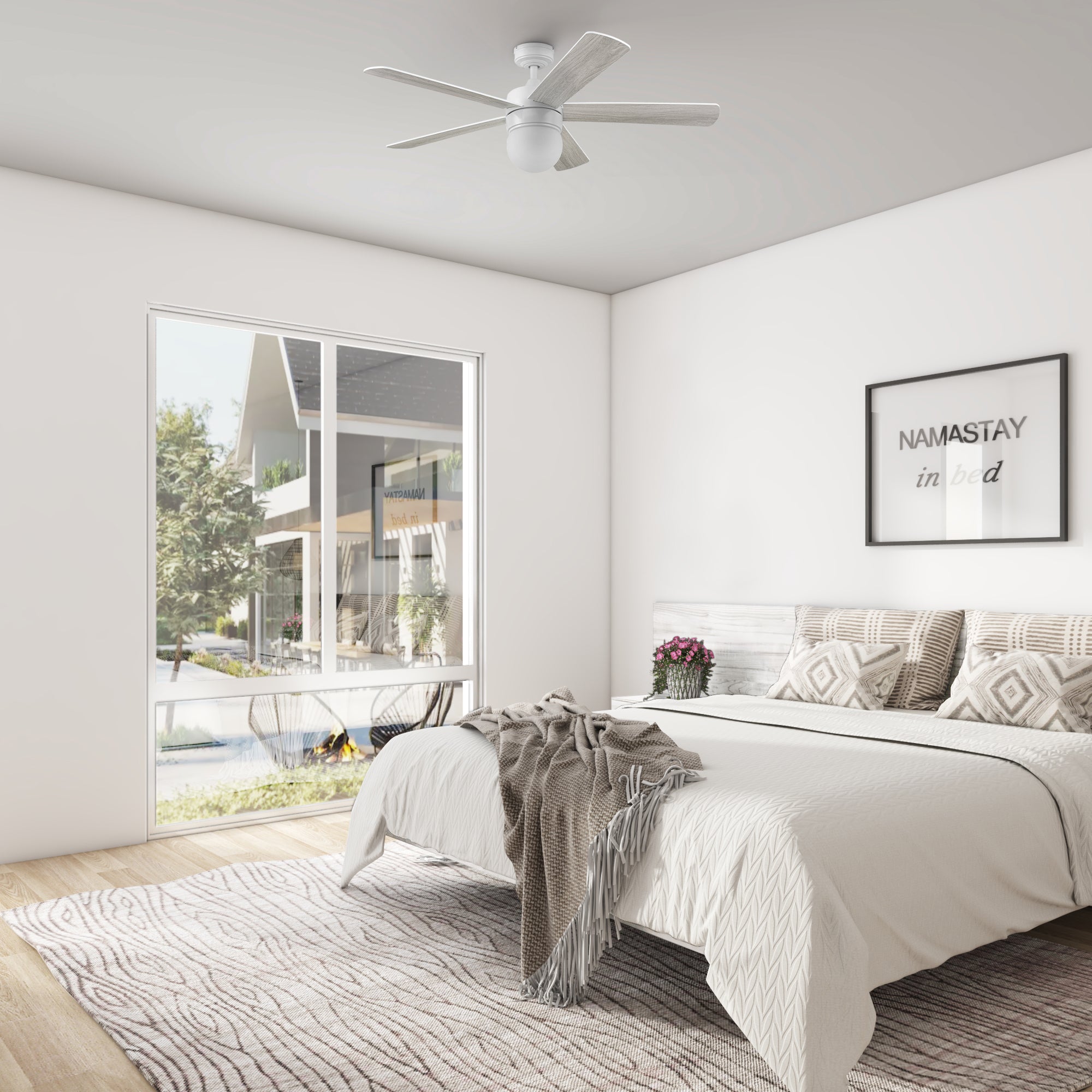 52 Inch Ardrey Kell White Remote Control Ceiling Fan with Light Kit - Quiet Reversible Motor for Bedroom, Living Room, and Office