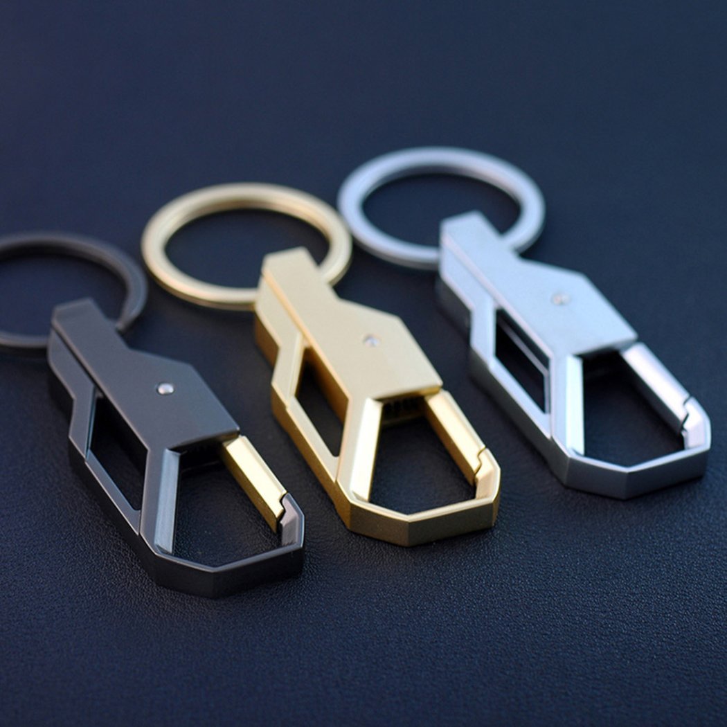 Stylish Men's Minimalist Metal Keychain - Durable Car & Office Key Ring - Perfect Gift for Him (Gold) - Ideal for Everyday Use, Travel & Business Accessories