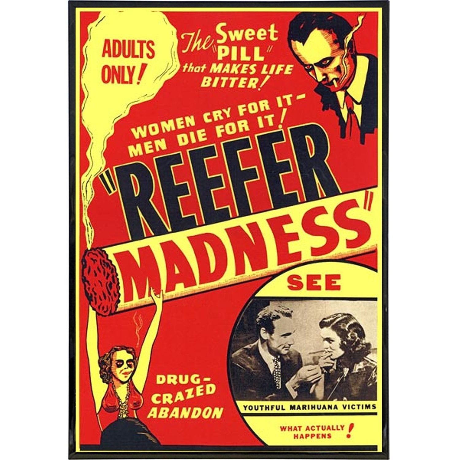 Vintage Reefer Madness Movie Poster Print - Classic 1936 Cult Film Wall Art for Home Theater, Bar, or Man Cave Decor