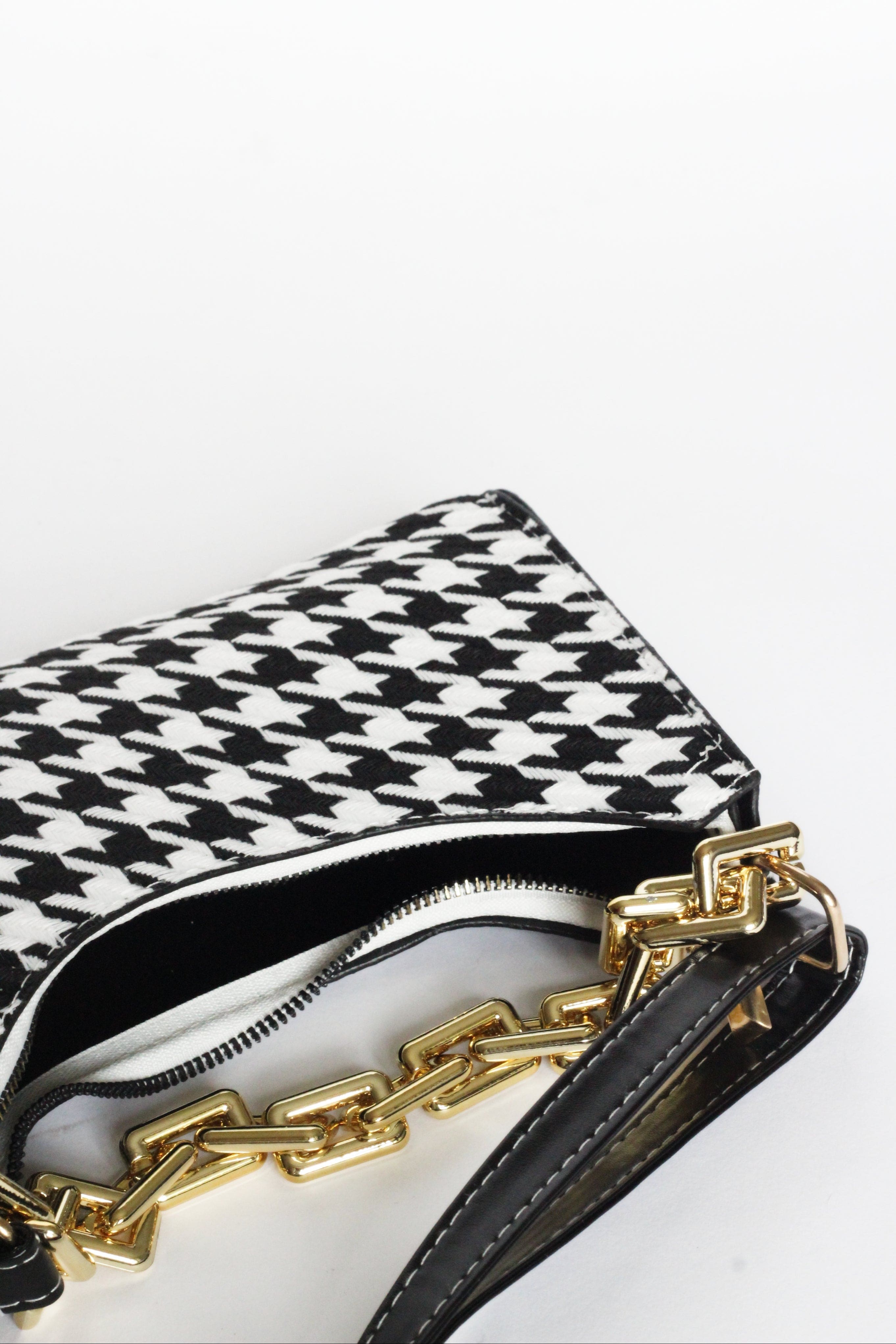 Stylish Cassia Houndstooth Mini Shoulder Bag for Women - Trendy Black Crossbody Purse | Perfect for Work, Travel & Everyday Use