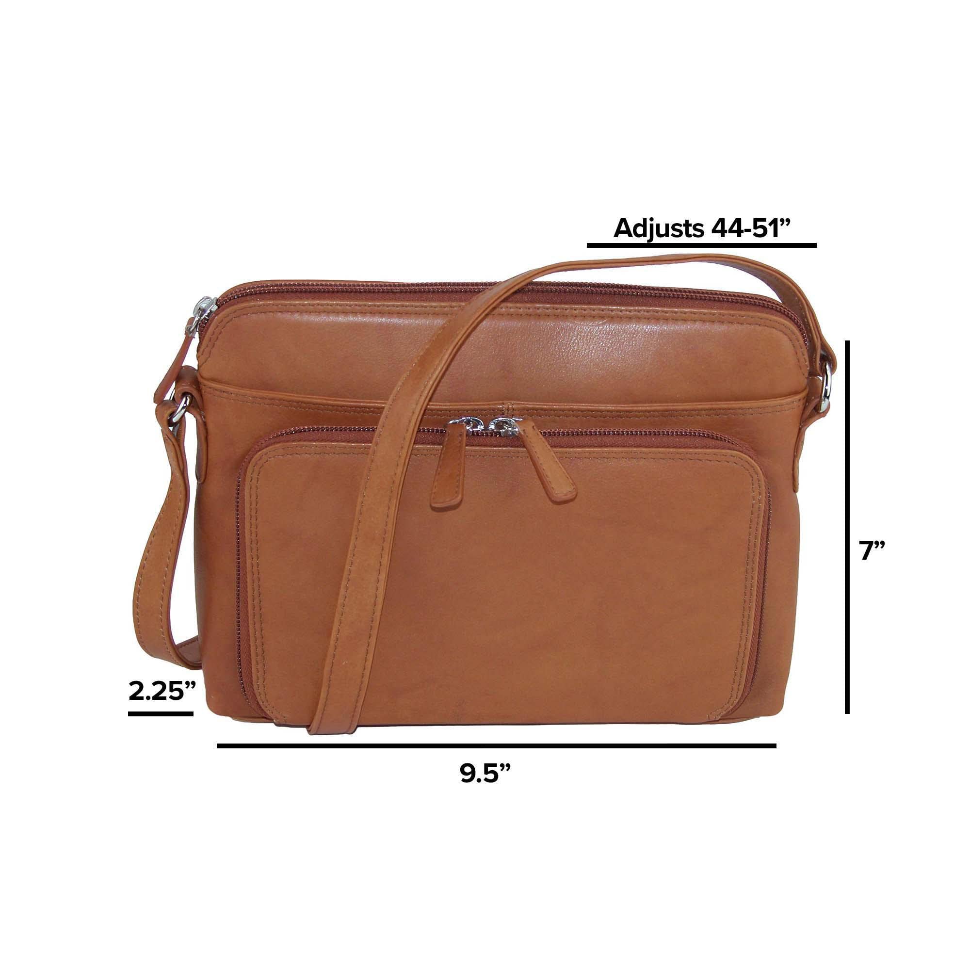 CTM® Women's Genuine Leather Shoulder Bag Purse with Side Organizer Pockets - Stylish Crossbody Handbag for Work, Travel & Everyday Use