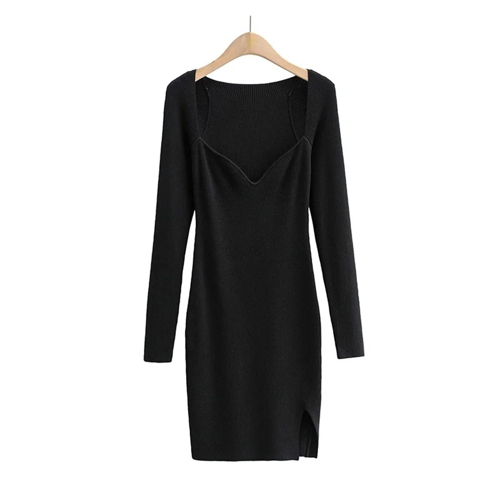 Women's Long Sleeve Knitted Bodycon Mini Sweater Dress - V-Neck Short Sleeveless Dress for Party, Date Night & Casual Outfits | Fall Winter Fashion