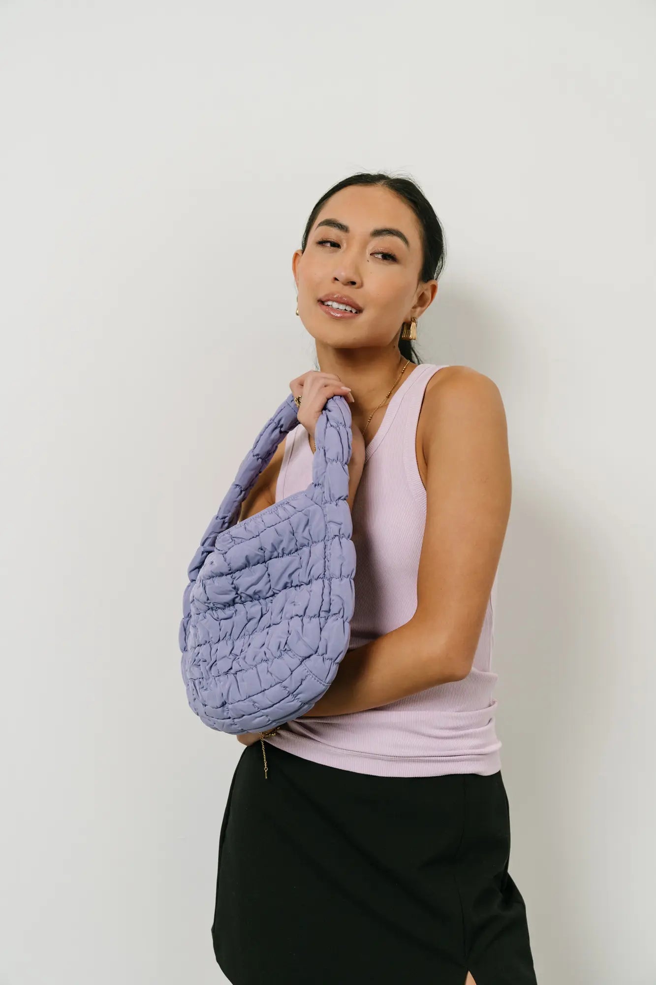 Julia Quilted Crossbody Bag in Lavender - Stylish Women's Purse for Everyday Use, Work & Date Night