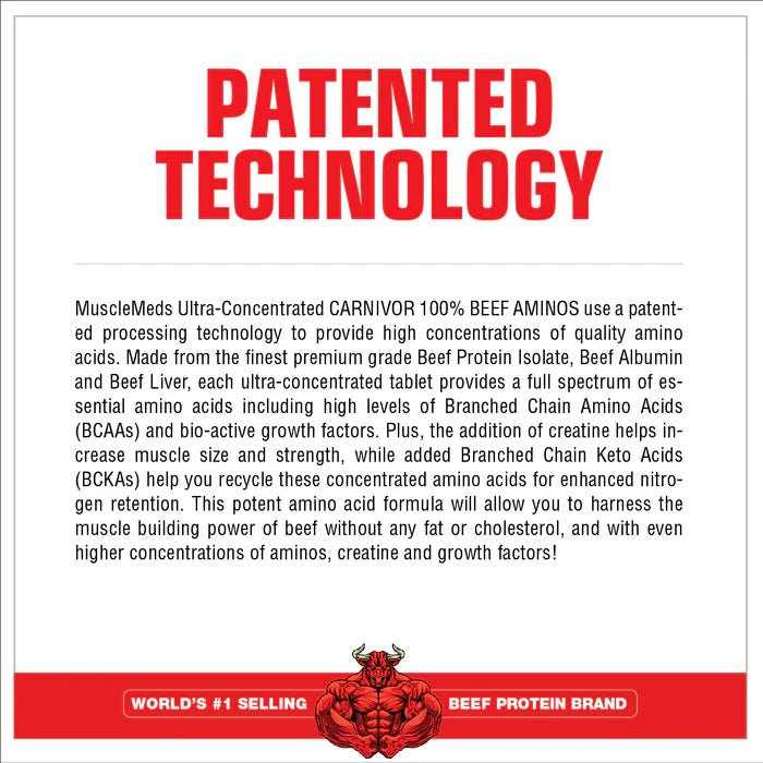 MuscleMeds CARNIVOR Beef Aminos Protein Powder - Grass-Fed Beef Protein Isolate for Muscle Growth & Recovery - Pre-Workout & Post-Workout Supplement for Athletes & Bodybuilders