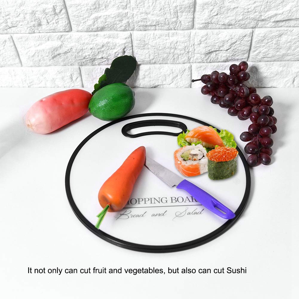 Elegant Round White Plastic Cutting Board with Hanging Hole - Durable Kitchen Chopping Mat for Home, Sushi Restaurants, and Meal Prep