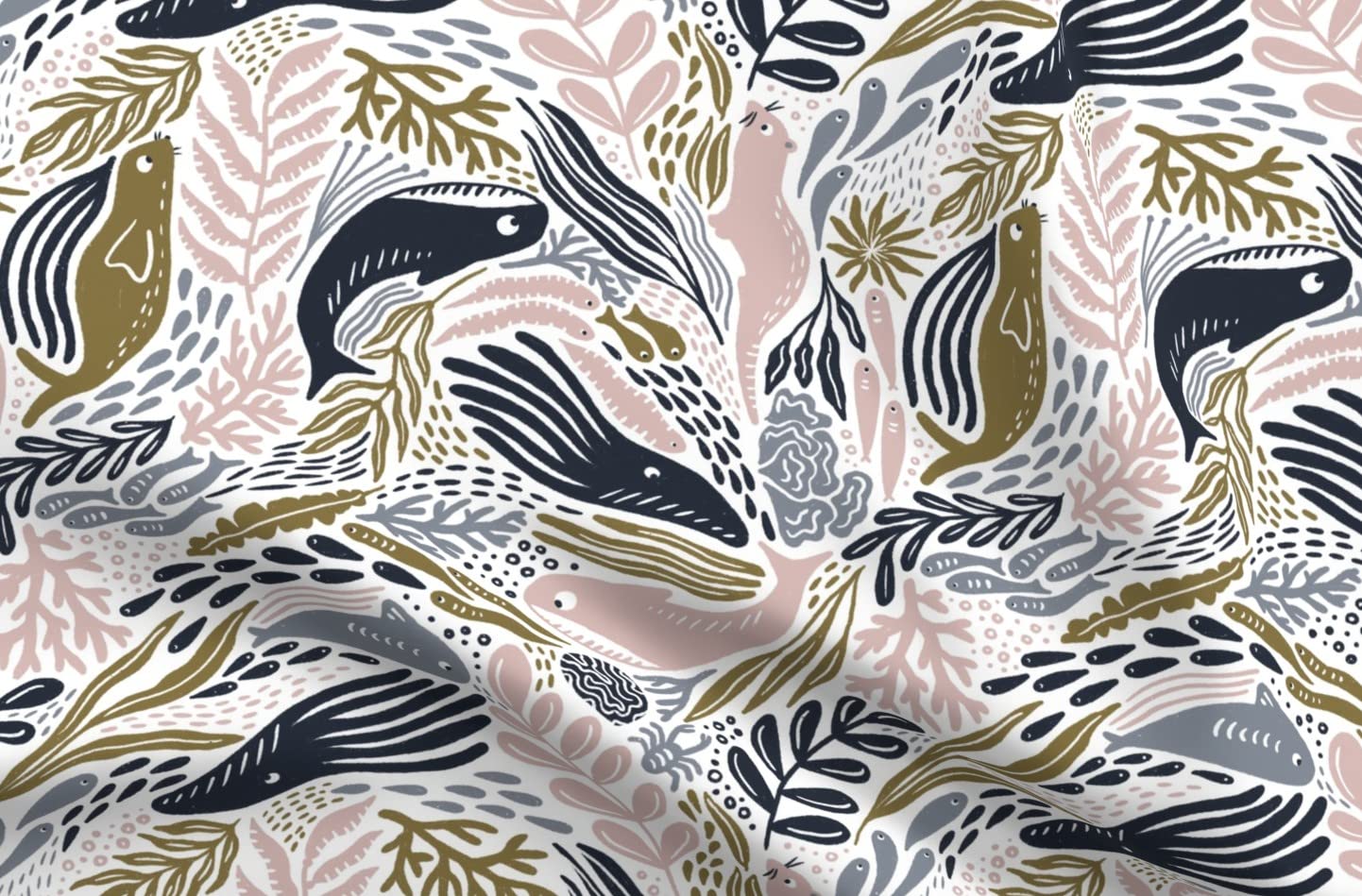 Pink Navy Water Waterways Printed Minky Fabric by The Yard - Soft Plush Material for Sewing Baby Blankets, Quilt Backing & DIY Crafts - Perfect for Nursery Decor, Baby Shower Gifts & Home Decor Projects