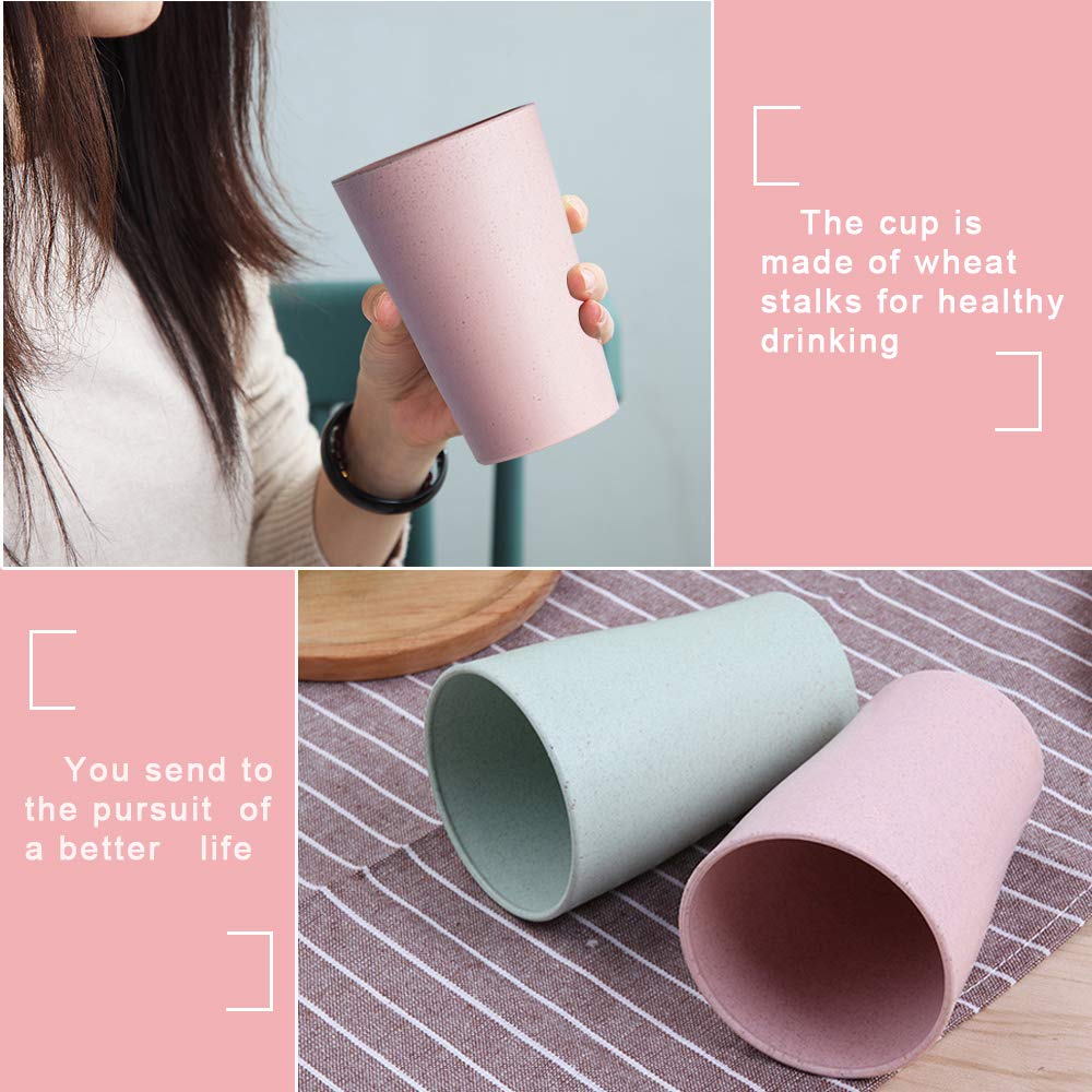 4 Pack 20oz Unbreakable Reusable Drinking Cups - BPA-Free Stackable Travel Tumblers for Coffee, Tea, Water, Beer, Milk & Juice - Perfect for Camping, Office, Gym & Outdoor Activities (Pink)