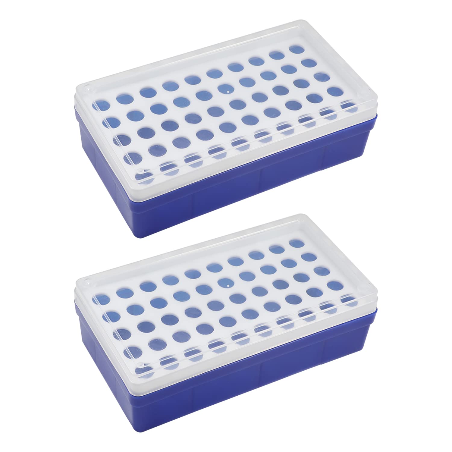 Othmro 2Pcs Acrylic Test Tube Rack Holder - 50-Well Centrifuge Tube Stand, Plastic Lab Organizer for Science Experiments, Classroom & Party Decorations (Blue) - Perfect for Laboratories, Schools & DIY Craft Projects