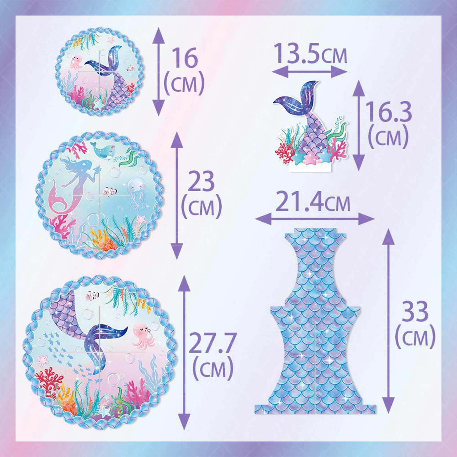 CALANDIS® Mermaid Theme Cake Stand - 3 Tier Modern Dessert Display for Birthday Parties, Baby Showers & Wedding Events | Sturdy Cupcake Stand for Table Decorations (1 Set)