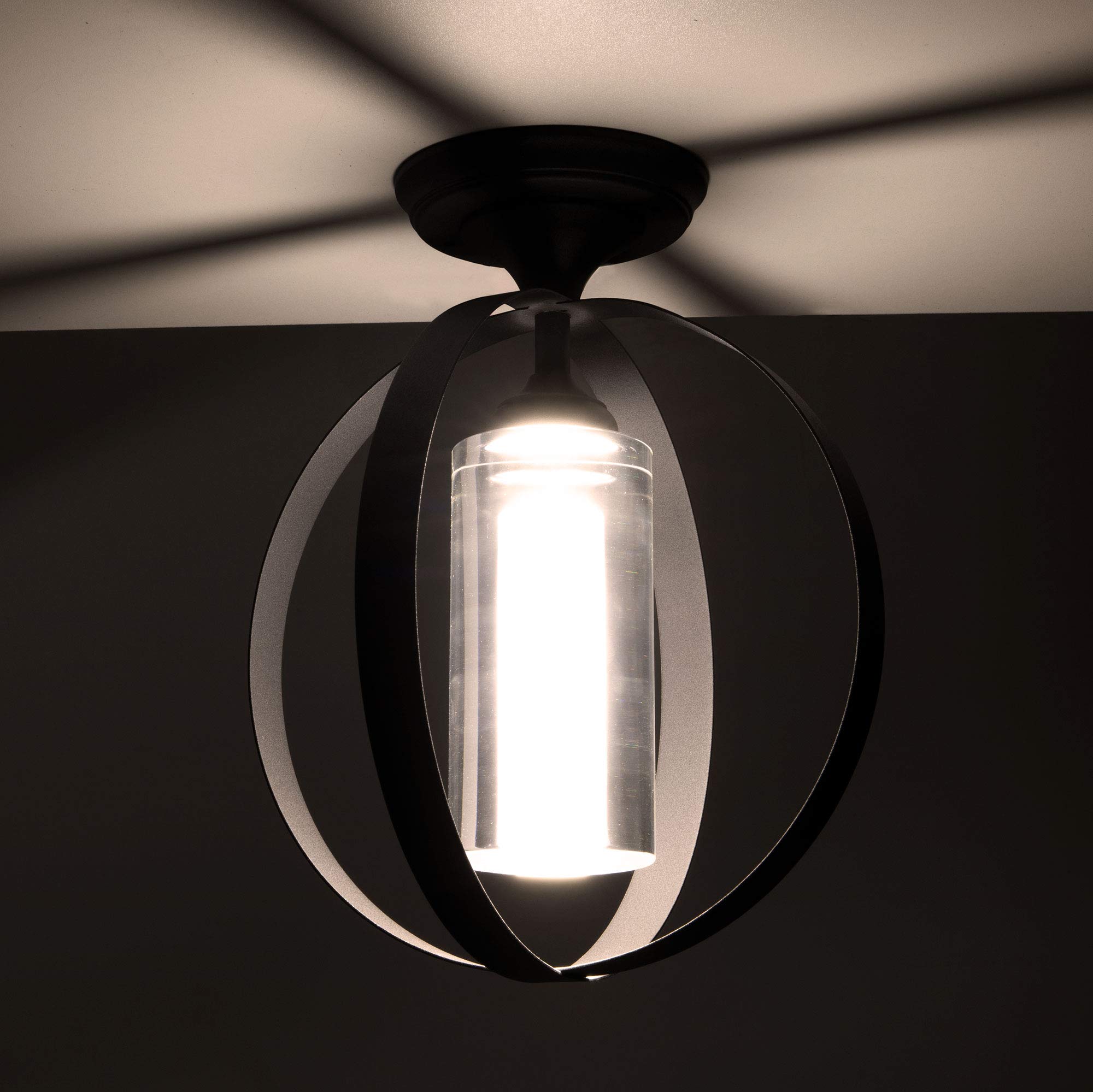 RecPro RV Decorative Iron Sphere Ceiling Light - 12V LED Pendant Fixture with Frosted Acrylic Shade for Campers, Trailers & Motorhomes | Perfect for RV Interior Lighting & Cozy Ambiance