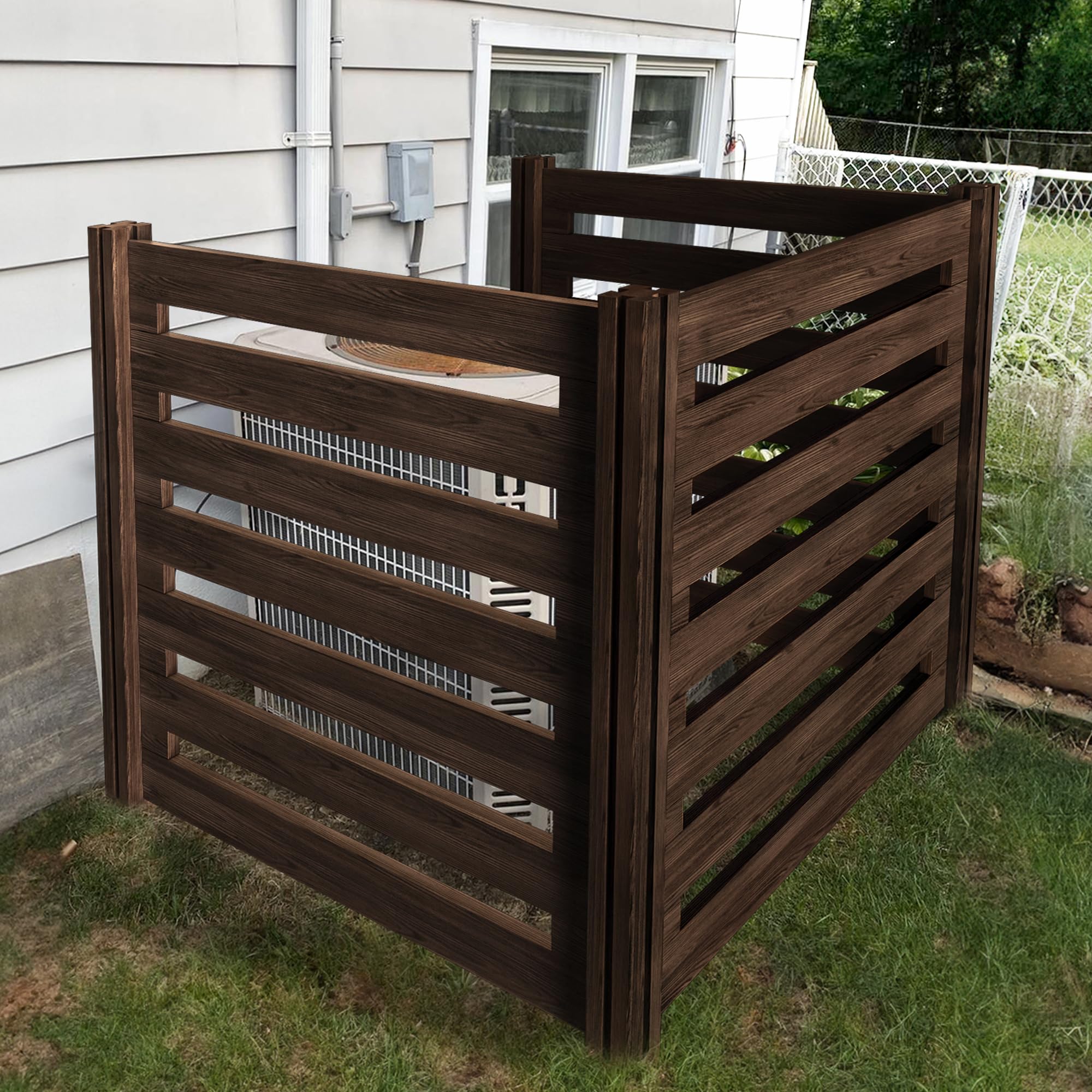 3-Panel Wooden Composter Bin Privacy Screen Fence - 36