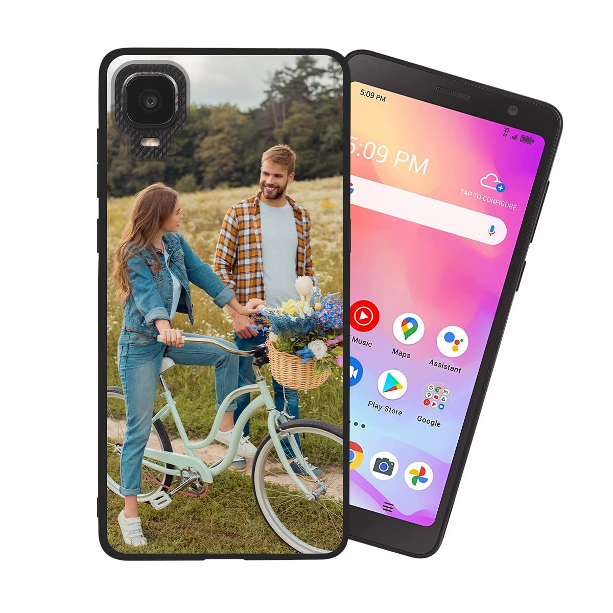 Styletify Custom TCL A3/A30 Phone Case - Personalized Picture, Shockproof Silicone Cover with Soft Candy Design | Perfect Christmas & Birthday Gift | Protective Black Case for Everyday Use & Travel