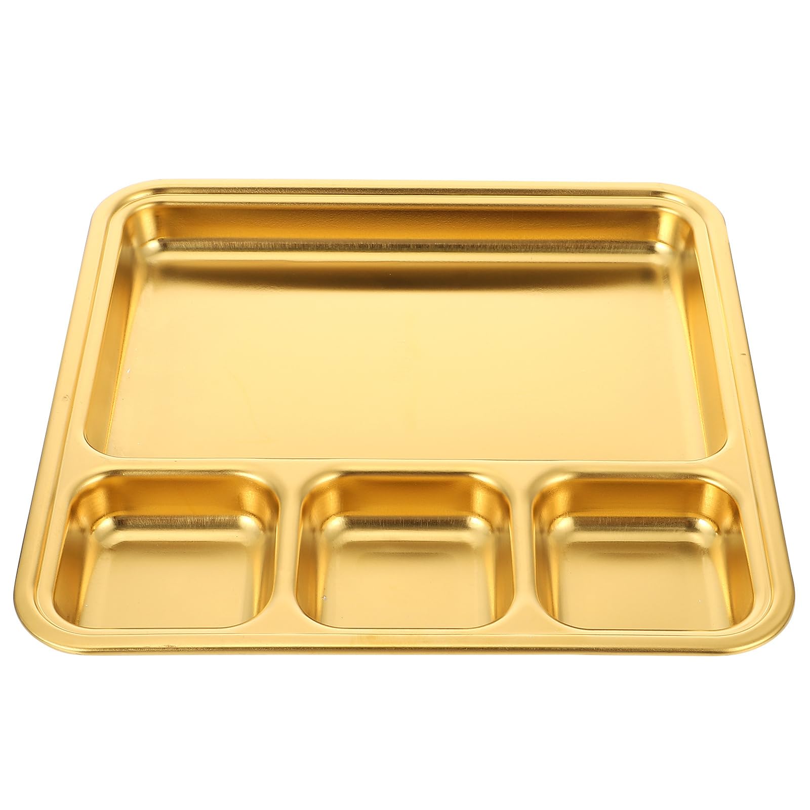 Hemoton Stainless Steel Divided Serving Plate - 3 Compartment Tray for Breakfast, Fruits, Dumplings, Snacks | Durable & Easy Clean Household Dish for Adults | Perfect for Meal Prep, Picnics, and Party Serving