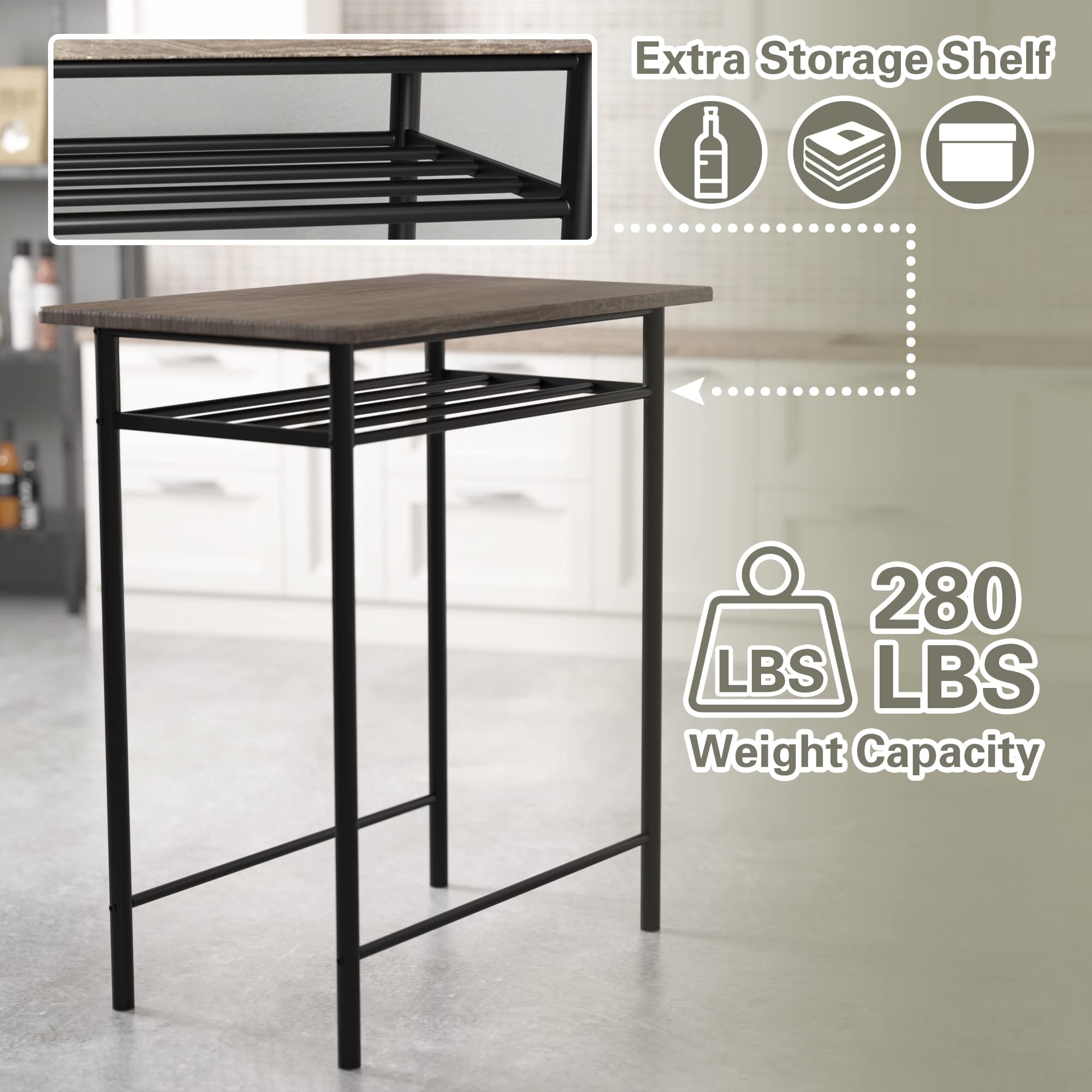 Weehom 2-Piece Bar Table Set with Stools - 36