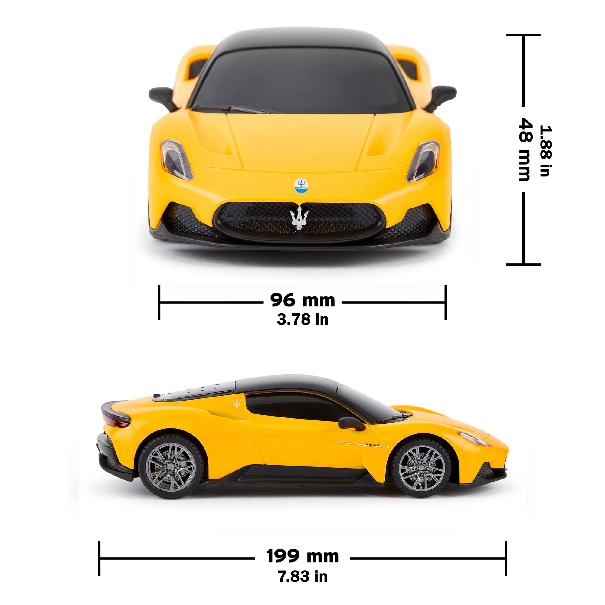 1:24 Scale Maserati MC20 Yellow RC Car - Remote Control Sports Car with LED Headlights for Kids & Adults - Perfect for Indoor Racing, Outdoor Play & Collectors Display