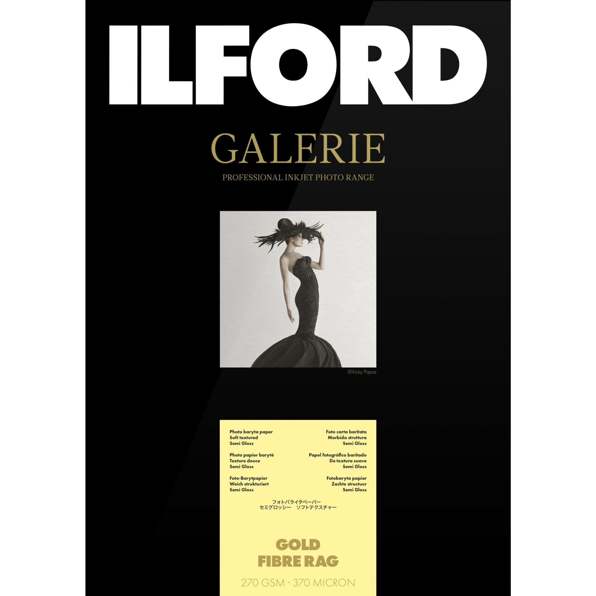 ILFORD Galerie Gold Fibre Rag Photo Paper 270gsm A3+ (25 Sheets) – Premium Fine Art Paper for Professional Photography, Printing, and Framing