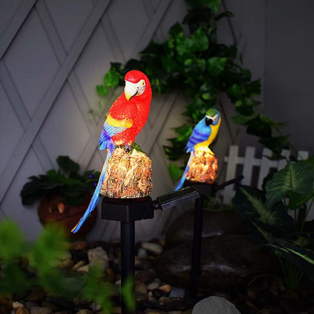 Solar Powered Blue Parrot Garden Lights - Waterproof LED Outdoor Stake Lights for Patio, Yard, Lawn, Pathway - Cute Animal Figurine Decorations - Perfect for Housewarming Gifts & Nighttime Garden Illumination