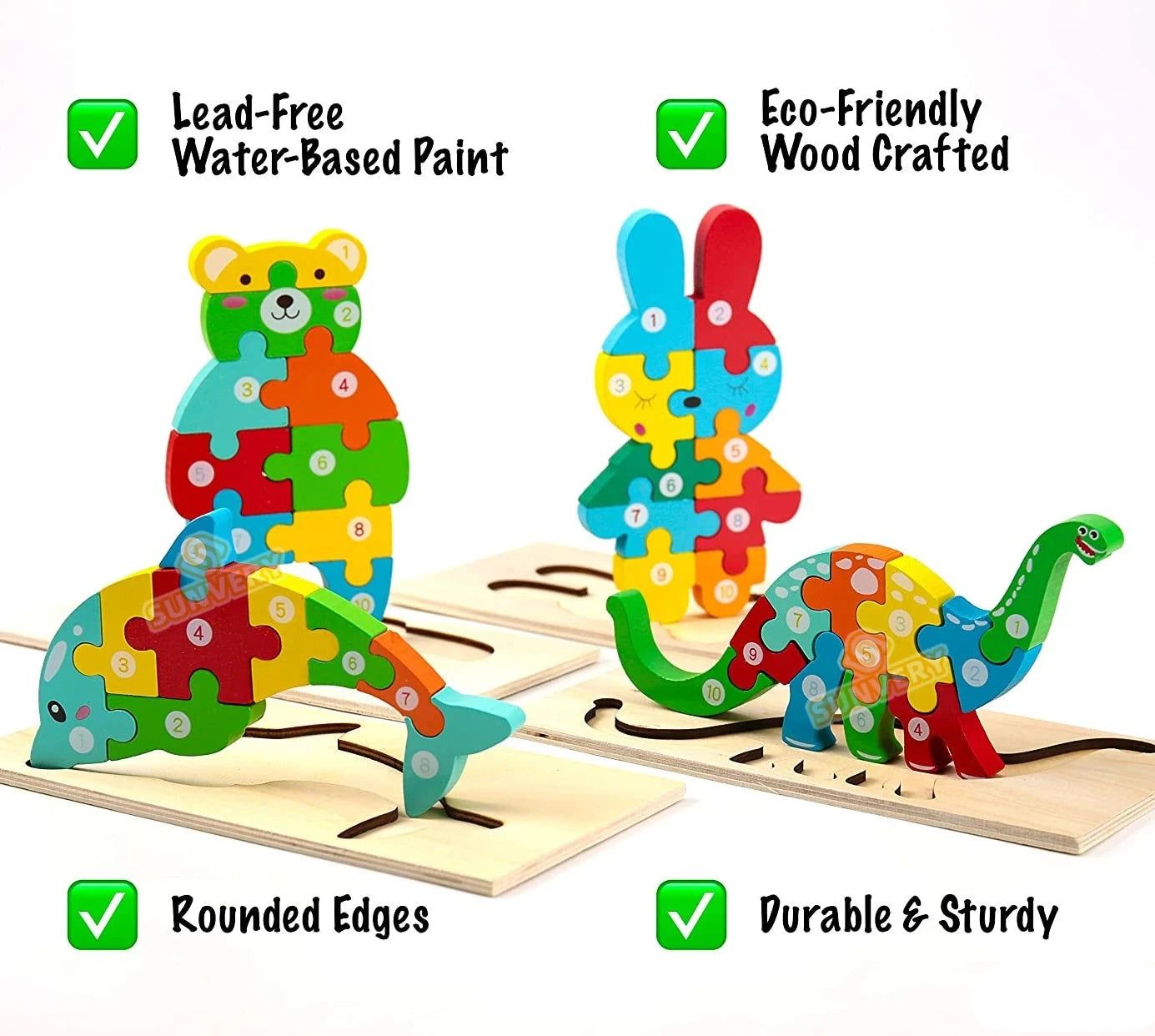 Montessori Wooden Puzzles for Toddlers - Educational Learning Toys for Kids Ages 1-3 - Perfect for Early Childhood Development & Homeschool Activities