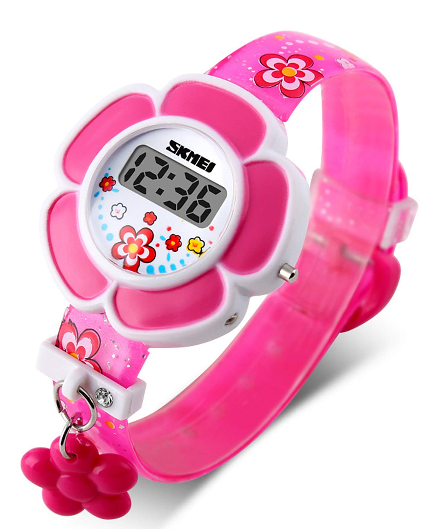 Girls Flower Shape Digital Watch - Cute Cartoon Kids Watch with LED Display, Water Resistant for School, Playtime & Outdoor Activities