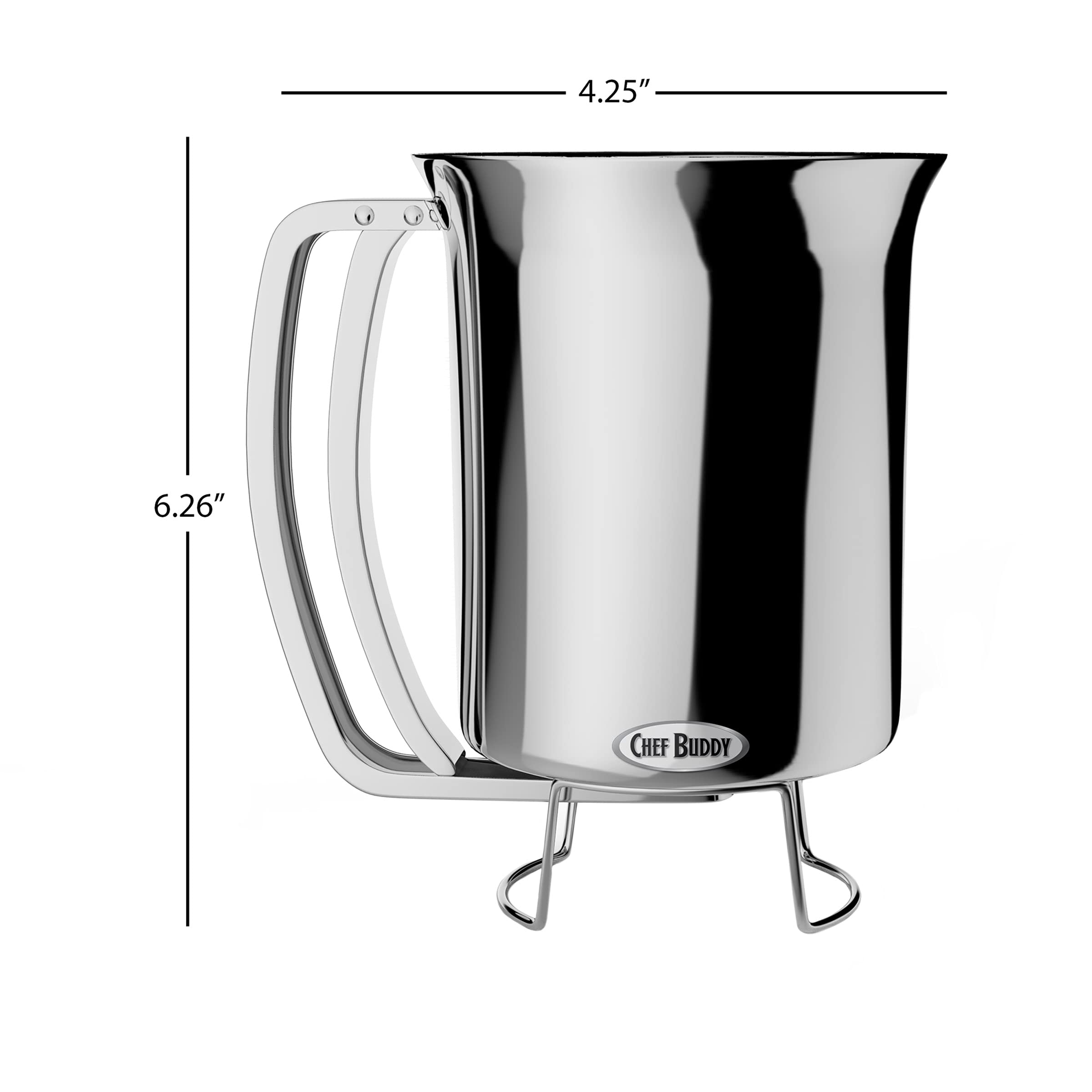 Premium Stainless Steel Pancake Batter Dispenser - No Drip Pourer for Perfect Pancakes, Waffles, Cupcakes & Muffins - 4.25