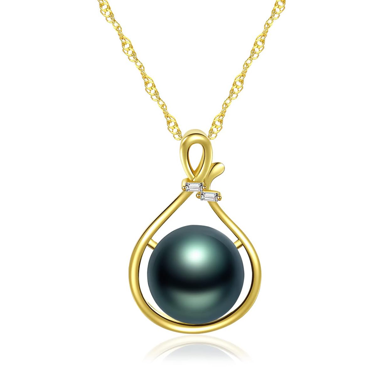 Tahitian Black Pearl Necklace for Women - 18K Gold Plated Sterling Silver Pearl Pendant - Elegant Gift for Wife, Mom, Girlfriend - Perfect for Wedding, Birthday, Anniversary, Mother's Day, Valentine's Day & Christmas - Luxury Jewelry for Special Occasions & Evening Events