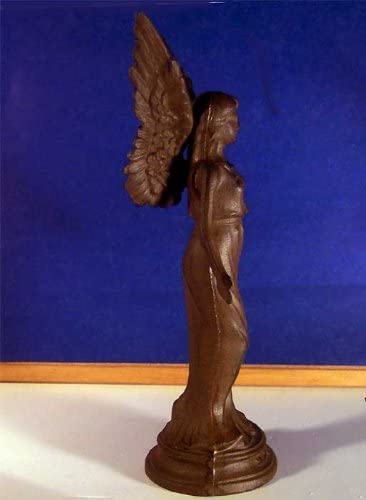 Upper Deck Majestic Angel Statue - Cast Iron Rust Finish Outdoor Garden Decor for Patio, Yard & Home