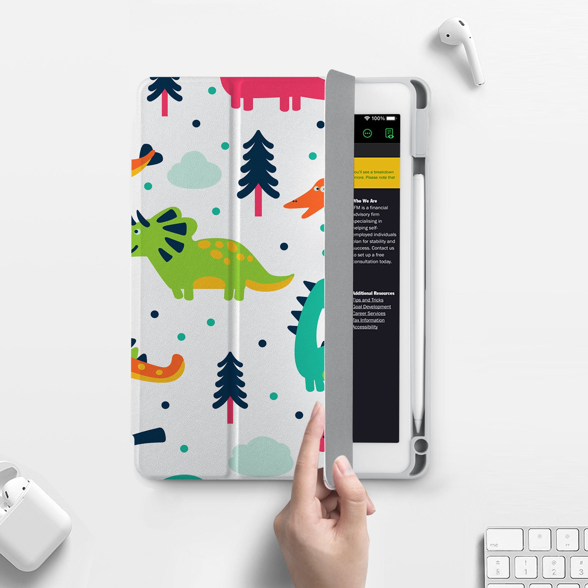 Premium iPad 360 Elite Protective Case with Dinosaur Design - Shockproof Cover for iPad Air/Pro (6th/5th/4th Gen) | Perfect for Kids, Students & Home/Office Use
